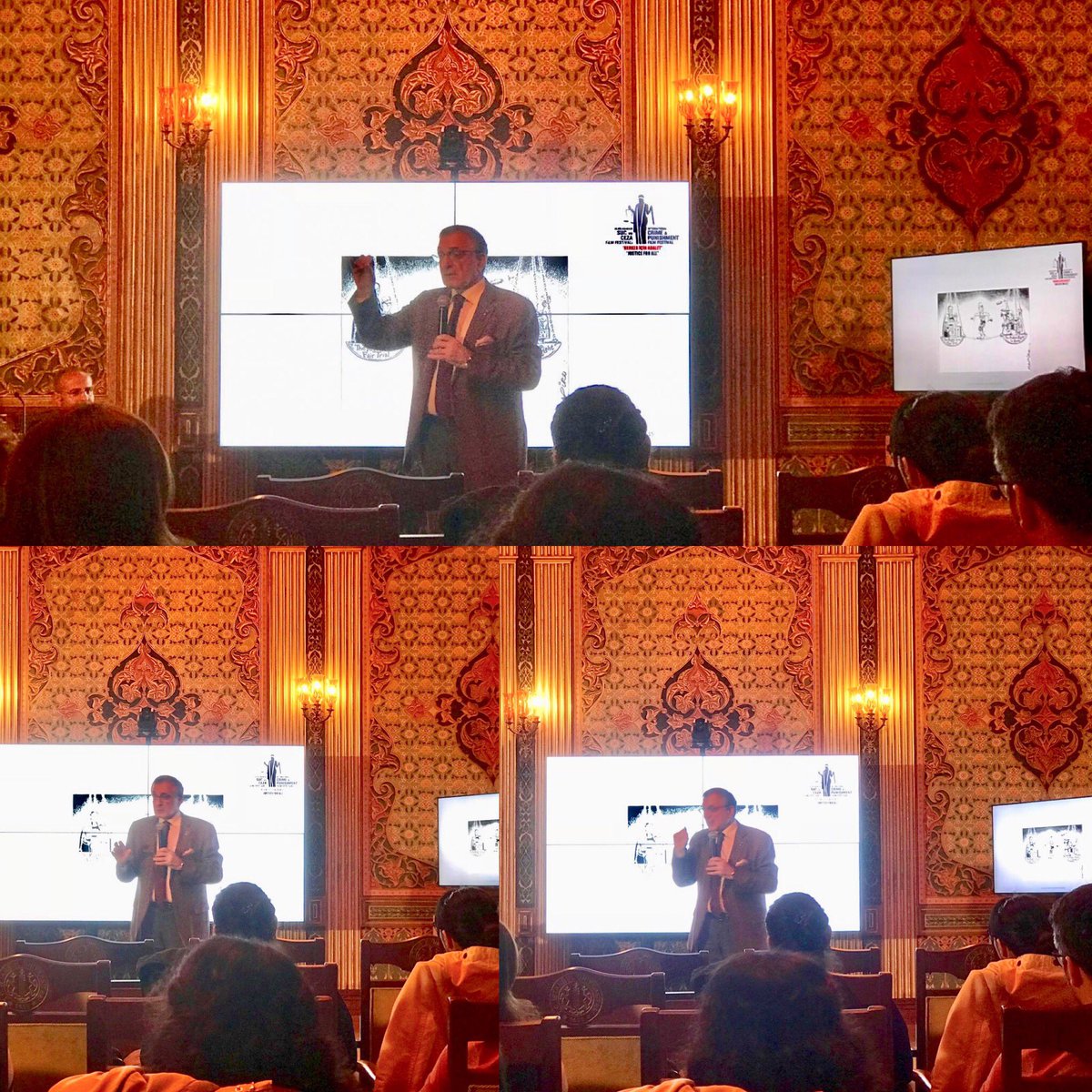 USCFF's tweet photo. 8.Uluslararası Suç ve Ceza Film Festivali akademik programı adil yargıla(n)ma hakkı paneliyle sona erdi.
15 Ülkeden farklı disiplinlerden akademisyenler;hakim,savcı
kolluk ve avukatlar
yurtiçi ve yurtdışından öğrenciler 7 gün boyunca uyuşturucu madde sorununu tartıştı.
#uscff2018 https://t.co/2SqU2TP97F