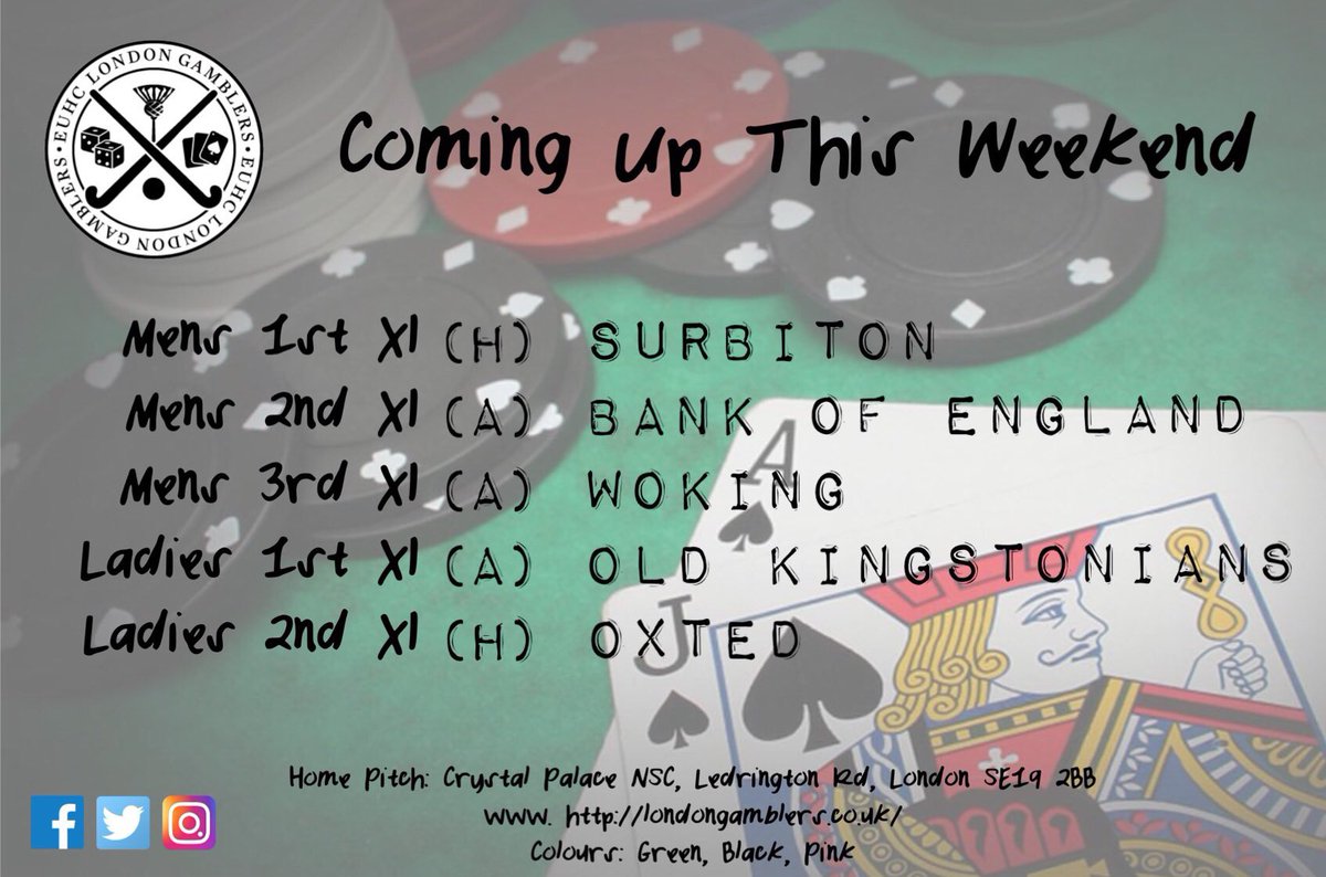This weekend we welcome <a href="/SurbitonHC/">Surbiton Hockey Club</a> &amp; <a href="/OxtedHC/">Oxted HC</a> to Crystal Palace, whilst we travel to Bank of England, <a href="/WokingHC/">Woking Hockey Club</a> &amp; <a href="/OldKingstonianH/">OKHC</a>