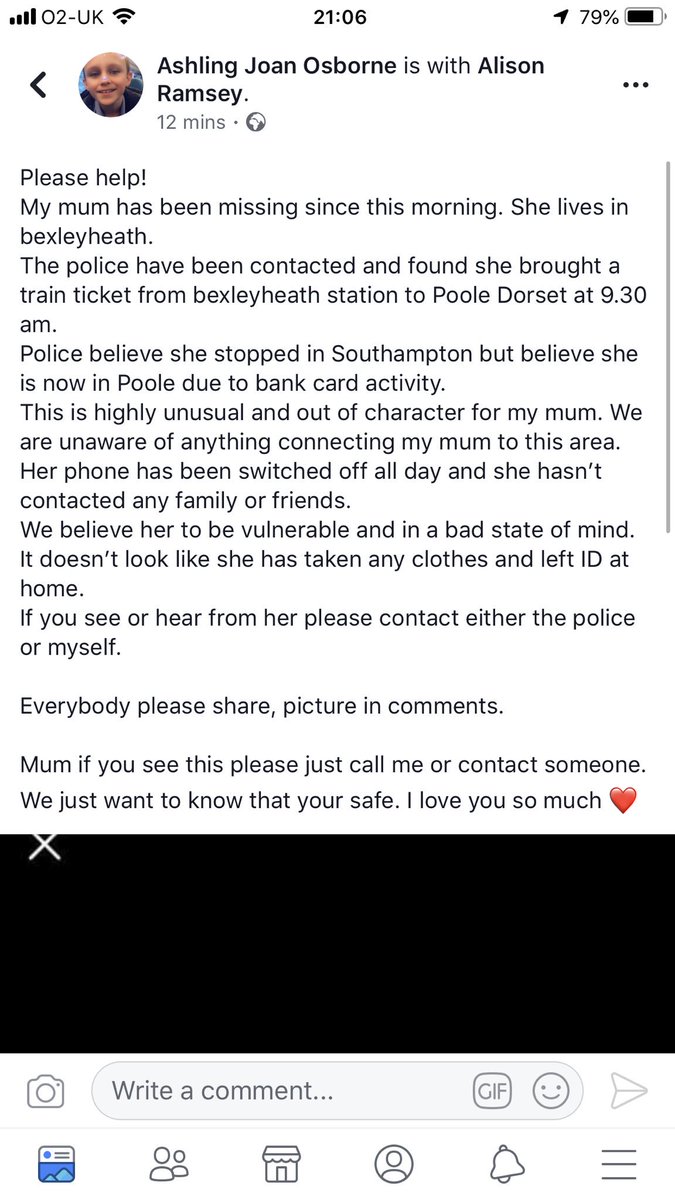 EmzieKate's tweet photo. My bosses best friend is missing! Can everyone please share the life out of this! Especially if you’ve got connections in Poole or south Hampton!! #MissingPerson https://t.co/WpxQVDWjg2