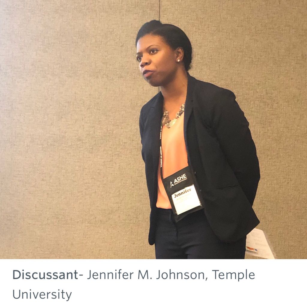 DrMikeWill's tweet photo. Friend and collaborator @jmichelle08 crushing the discussant role at #ASHE2018 #FOCC2014 #STEM #Retention #Persistence #BlackCollegians #BlackWomen #BlackGirlMagic https://t.co/AUF7Z7Z0k2