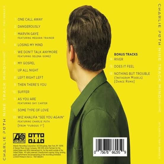 5. Nine Track Mind - Charlie Puth