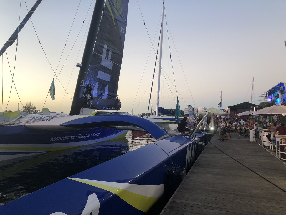 Sun going down in Guadeloupe! Bring it home Alex @ATRacing99 #RouteduRhum2018 #superexcitedteam