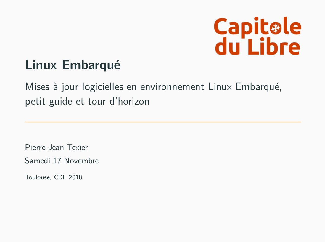 pjtexier's tweet image. Prêt pour le @capitoledulibre #linuxembedded #OTA