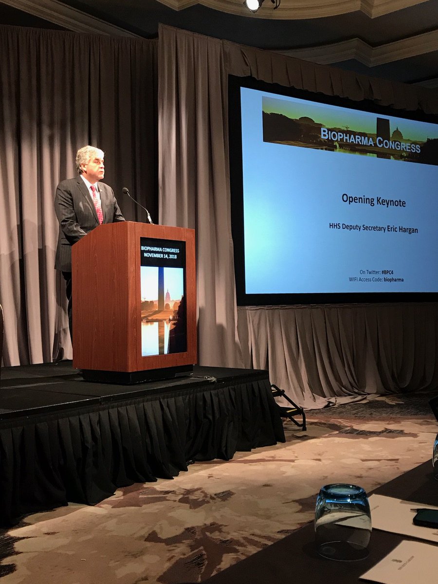 DepSecHargan's tweet photo. Thank you to everyone who joined yesterday at the Biopharma Congress #BPC4 as I discussed what @HHSGov has done and is doing to combat high prescription drug prices. We are going to continue to take bold steps to get a better deal for American patients. https://t.co/TblRxVTH4u