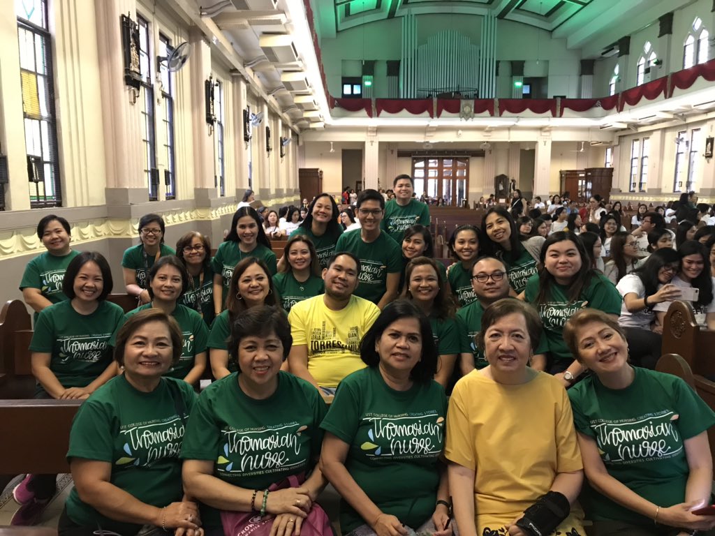 UST_NCBS's tweet photo. Graduates of batch 2018 together with the faculty members of UST college of Nursing have now arrived for the send off Mass.
#SENDOFF2018
#100PercentforUSTCoN https://t.co/90JJsiQKko