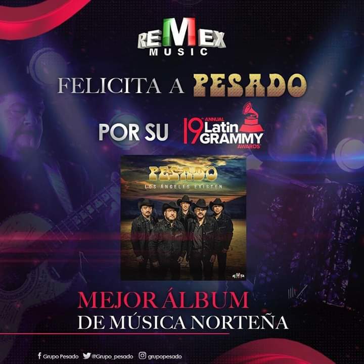 idgruperaofi's tweet photo. #IDGFelicita tanto A @calibre50 como a @grupo_pesado por obtener el #LatinGrammy en la categoría Mejor Álbum de Música Norteña #GuerraDePoder y #LosAngelesExisten respectivamente 
Un abrazo a las 2 agrupaciones 
#LosPatronesDelRegional https://t.co/N9htyQzcXa