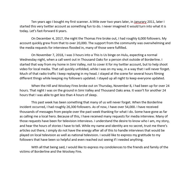 A message from your local neighborhood scanner account.