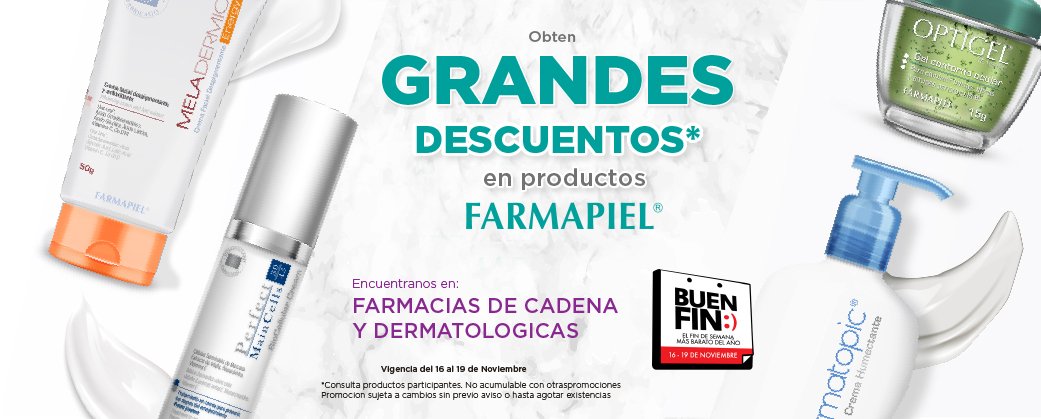 FarmapielMexico's tweet photo. El BUEN FIN llego a Farmapiel. Aprovecha los descuentos que tenemos para ti en nuestros productos. Encuentranos en farmacias de cadena y dermatológicas
Válido del 16 al 19 de noviembre del 2018. #Farmapielmexico #Pasionporladermatologia
#Farmapielsiempreconmigo https://t.co/6srZD8pHoX