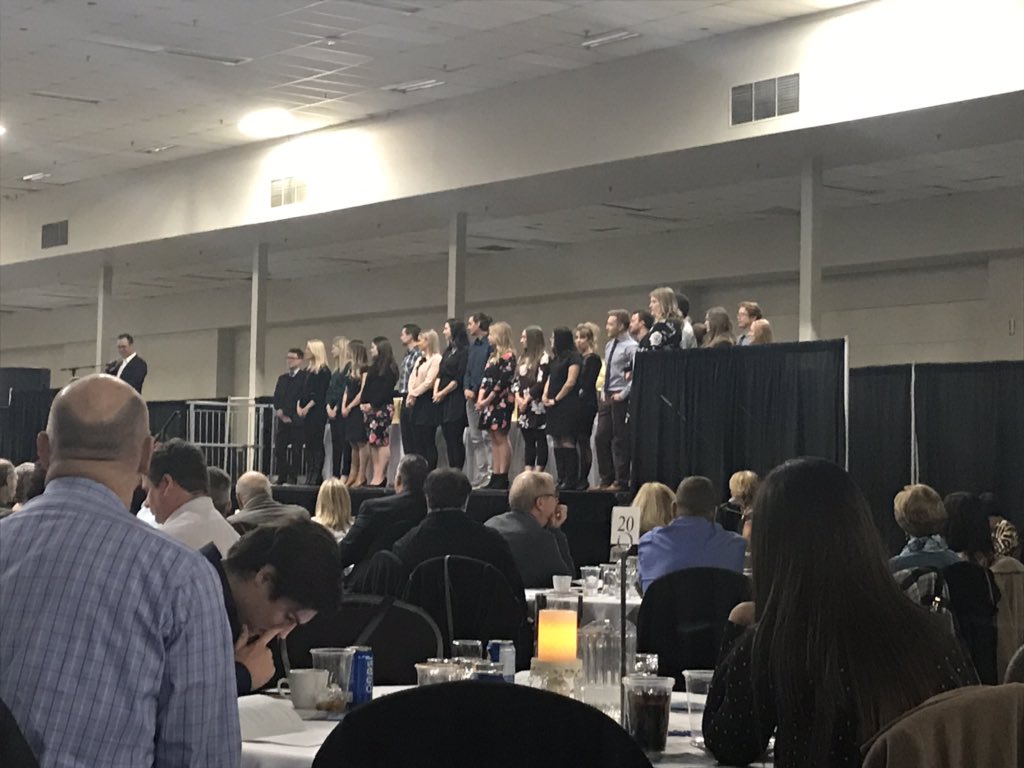 EVM_School's tweet photo. #RecNight2018 for Red Deer Public Schools... can you spot our four new Eagles??!! Congrats on joining the profession! https://t.co/gEgXleeX3Y