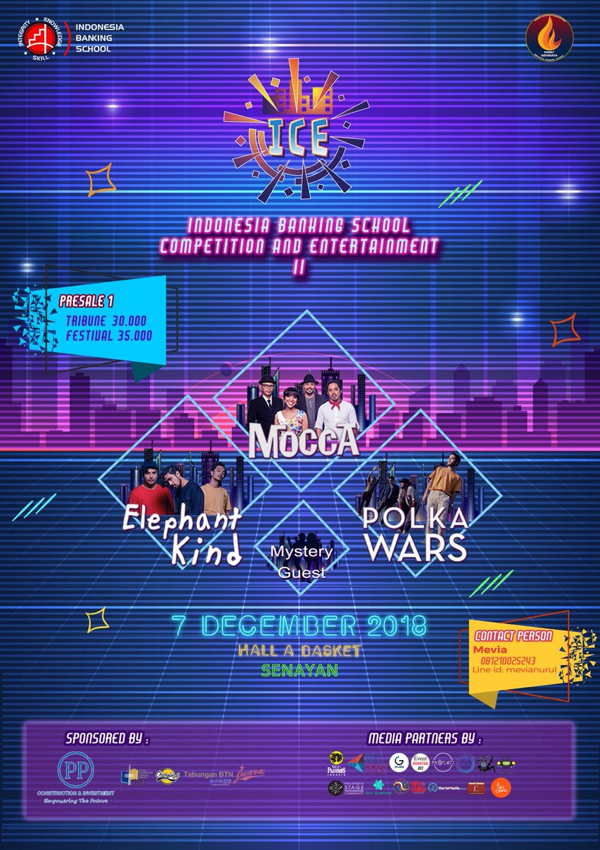 ibs_ice's tweet photo. Here's something that you've been asking for! Announcing PHASE 1 LINE UP of ICE II on Friday, 7 Desember! At Hall A Basket Senayan
Let's meet our guest star!
@moccaofficial 
@polkawars 
@elephantkind 
And mystery guest stars!
#ibsice2018 https://t.co/b7QgU2jQZe