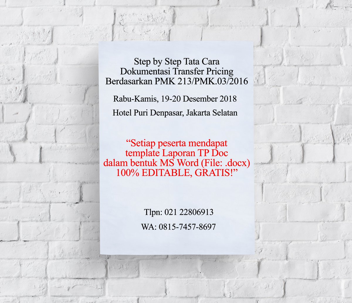JadwalTraining's tweet photo. Setiap peserta mendapat template Laporan TP Doc dalam bentuk MS Word (File: .docx) 100% EDITABLE, Gratis! dengan mengikuti Pelatihan TP Doc.
Klik Link berikut untuk info selengkapnya: https://t.co/Eg3iElmGaY

#Pelatihan #TPDoc #TPD #TransferPricing #Pajak #Tax #Perpajakan https://t.co/Qyzf6xPC97