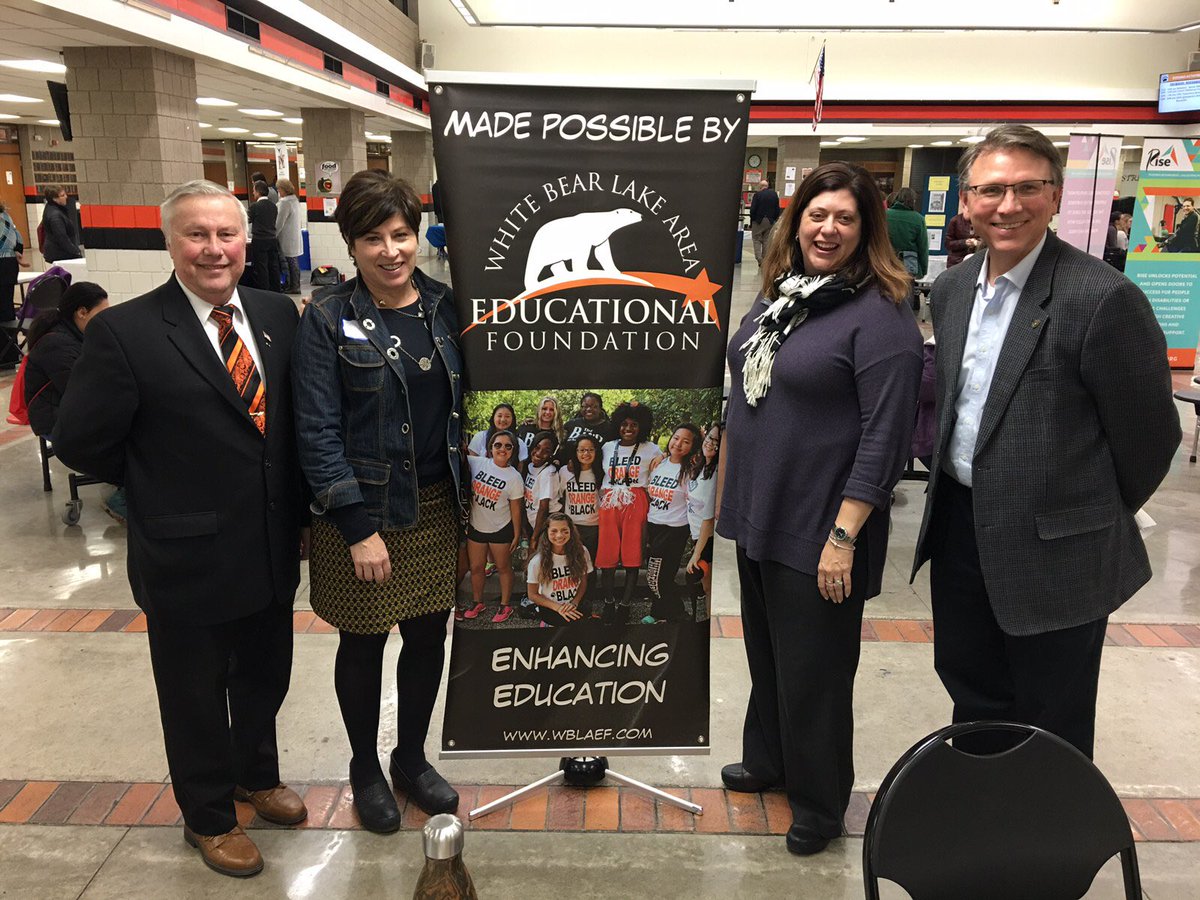 Great turnout for tonight’s Career Pathway event at South Campus! We were happy to be part of it. Pictured are WBLAEF and ISD624 school board member, Scott Wilson, WBLAEF Executive Director, Dawn Hank, and WBLAEF board members Carrie Carroll and Bob Morse. #GoBears