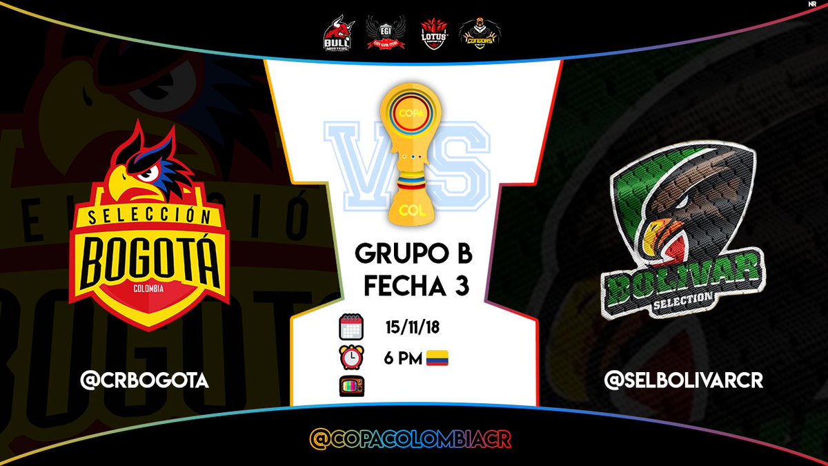 Iniciamos la tercera fecha del grupo B.. 

Un partido interesante se nos viene..

📋Grupo B // Fecha 3    
<a href="/CrBogota/">SelecciónBogotáCR</a> 🆚 <a href="/SelBolivarCR/">Selección Bolivar CR</a> 
🗓️15/11/2018      
⏰6:00 PM    
🏁<a href="/Nandol_CR/">Nando</a> 

#CopaCol4