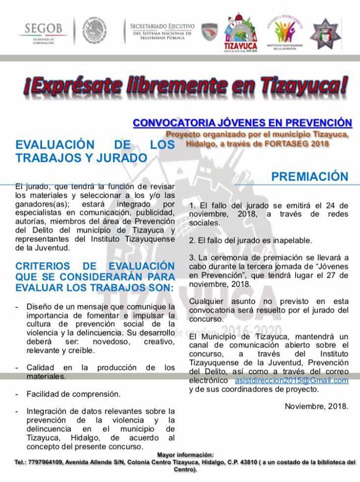 tizayuca2016's tweet photo. Esta primera edición de la competencia,pretende ser un mecanismo para fomentar la convivencia libre de violencia a través de acciones comunitarias culturales, artísticas, deportivas y recreativas que fomenten la cohesión social, principalmente entre la adolescencia y la juventud. https://t.co/Nsngxd4GE1