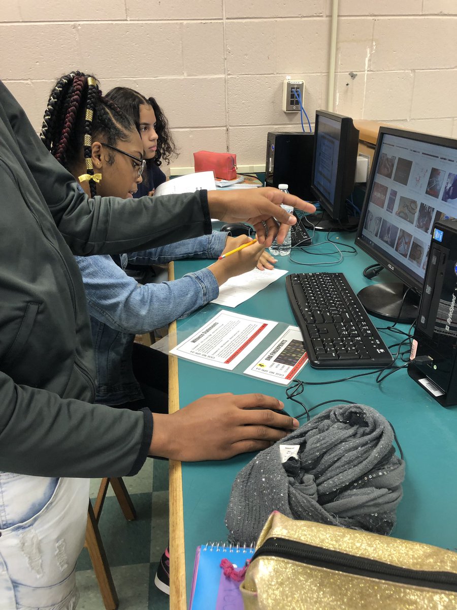 Ms_TechTeachr's tweet photo. 8th Grade students work as #ForensicEngineers to reconstruct an incident and locate the cause. They also analyzed mock DNA evidence, crime scenes photos and witness statements. #NCSSbetheBEST https://t.co/35BOO8JDJr