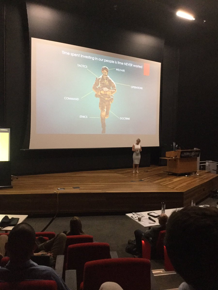 DefenceInnovate's tweet photo. Does over-reporting on our young leaders adversely impact our risk tolerance? Fundamental questions about the profession of arms being raised at #DEFAus18 https://t.co/SZkKhiNlpp
