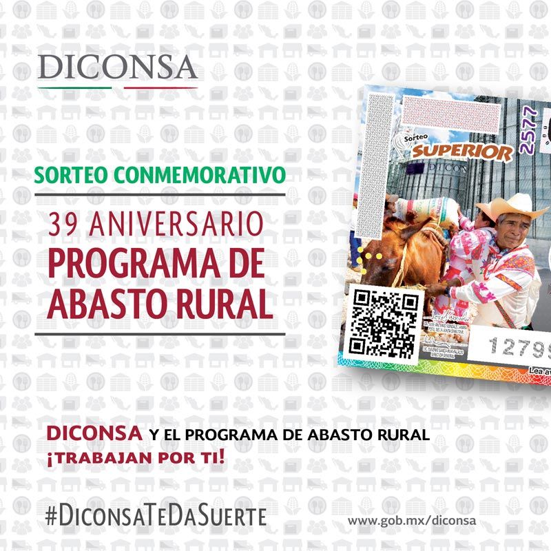 SegalmexDiconsa's tweet photo. ¡Están volando! Ve a tu punto de venta más cercano de la @lotenal y compra tu cachito.  #DiconsaTeDaSuerte🍀 https://t.co/gYbezt27kQ