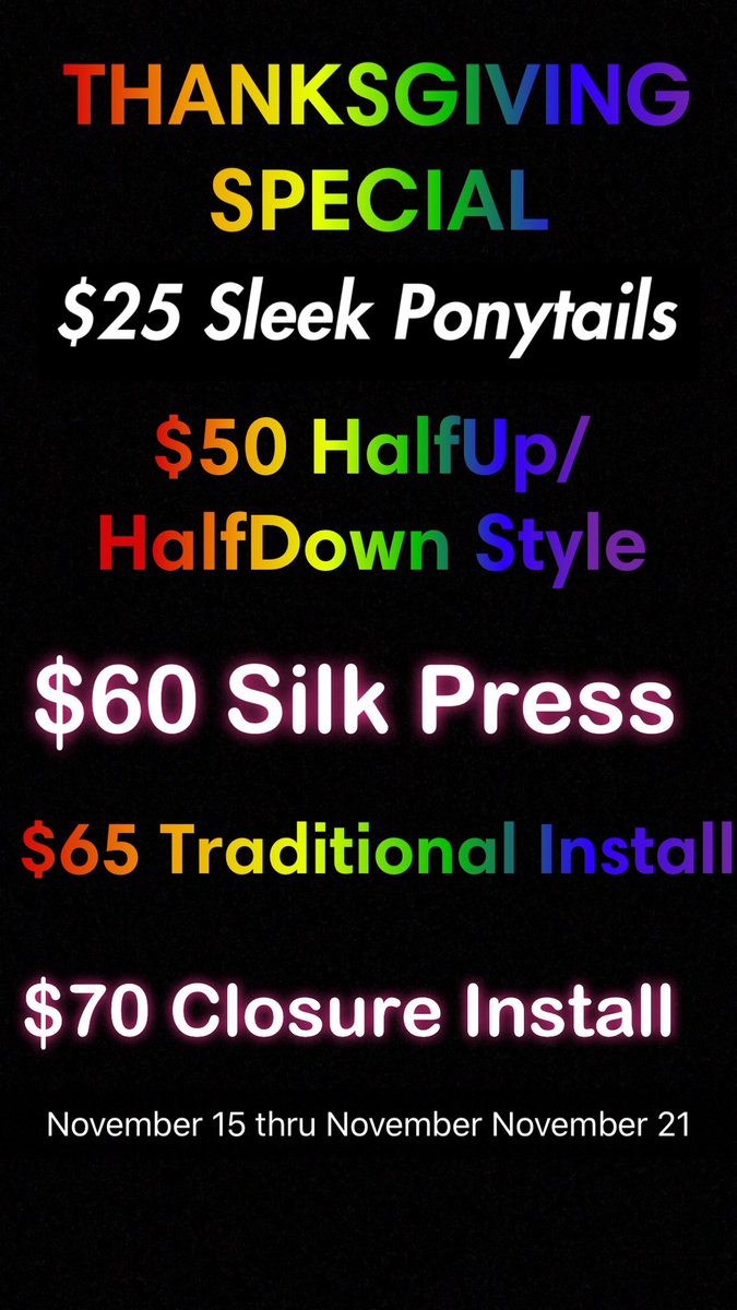 aSHOT_of_LIQUOR's tweet photo. RT to save a life this week
Now til the day before thanksgiving
Insta - HairByTika
#UL18 #UL19 #UL20 #UL21 #teamUL #lafayettehairstylist
Dm me for questions
Booking link in bio https://t.co/WcThbYxKGx