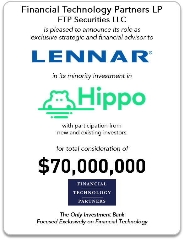 Congrats to <a href="/Lennar/">Lennar</a> and <a href="/hippo_insurance/">Hippo</a> on a great partnership. We at <a href="/FTPartners/">Steve McLaughlin FT</a> really enjoyed working with them to help put it together. Our deal profile including an interview with <a href="/AssafHippo/">Assaf Wand</a> is here: finte.ch/Hippo #InsurTech