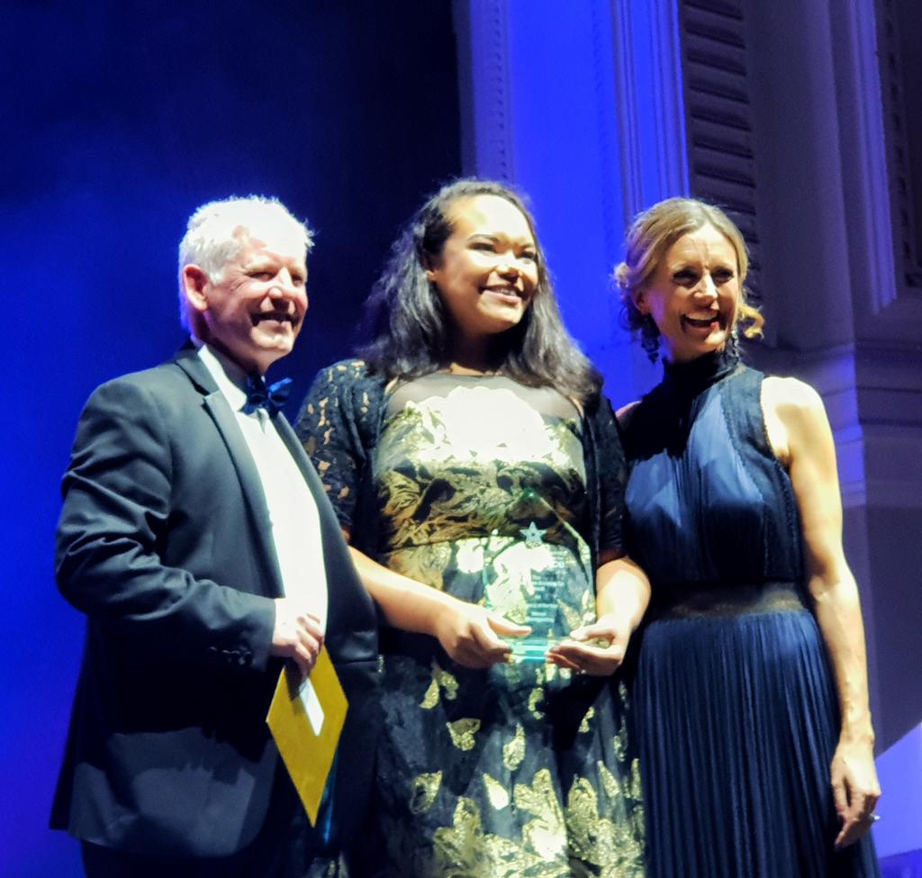 Microgaming's tweet photo. We are very proud to be named Company of the Year at the @iomnewspapers Awards for Excellence. Natasha Whittaker, HR manager, collects the award which recognises the diverse talent behind our success, our #PlayItForward initiative and employee engagement 🏆
#excellence2018 🇮🇲 https://t.co/lxPX6eOLmf