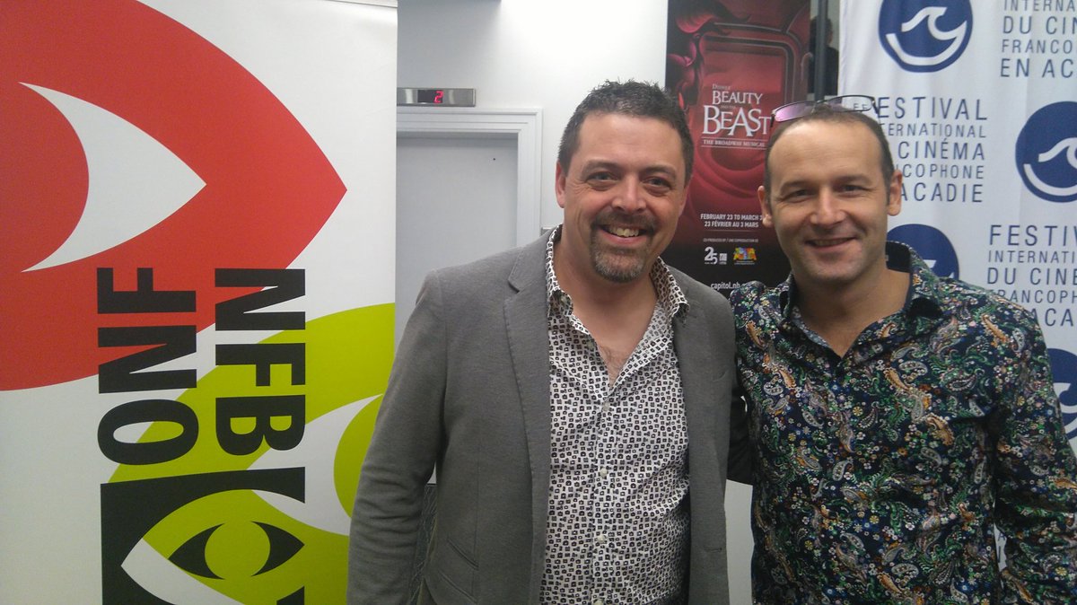 Madoblan07's tweet photo. Daniel Léger,  réalisateur du film Les artisans de l'atelier @onf et François Emond qui a fait la musique: prêts pour la grande première au @CapitolMoncton!  #FICFA #cinema #Moncton https://t.co/ZkXQ04wWIX
