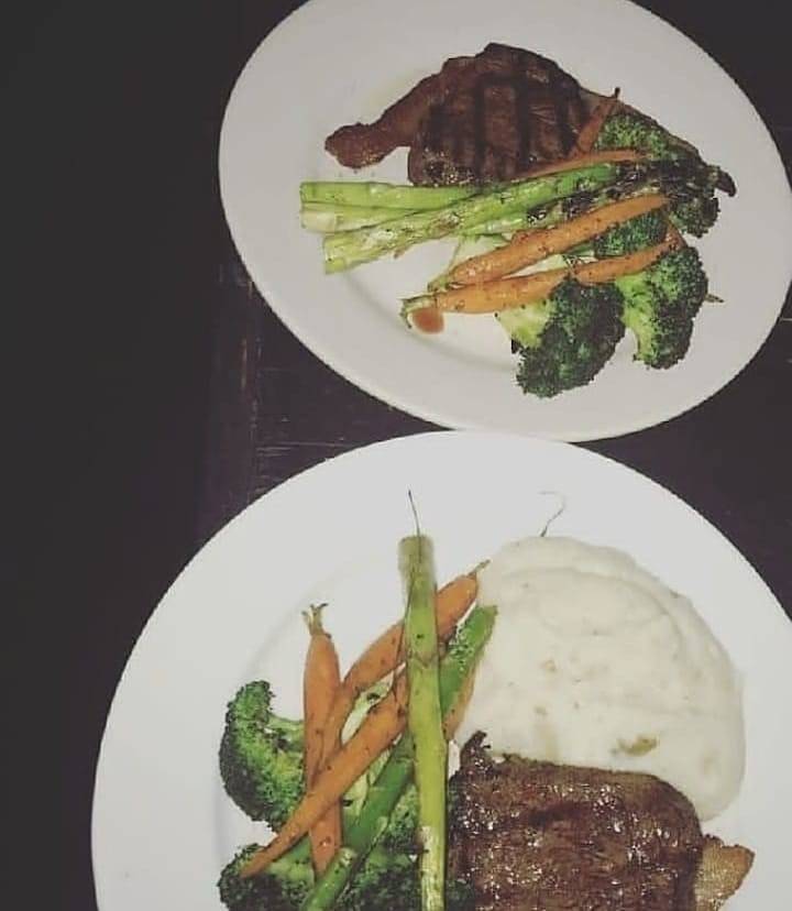 People say laughter is the best medicine, but I'd like to think steak &amp; a bottle of wine is the way to go. #Thursdaysteaknight 
#happyhour 4pm-7pm
.
6oz. #filet hand wrapped in bacon or 12 oz. #ribeye