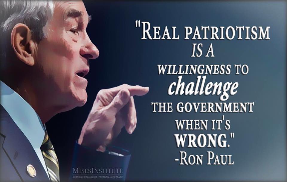 When the U.S. Federal Government acts outside the confines of the U.S. Constitution, it is wrong.

How often does the government act outside of the constitution?....Most of the time!

Be a real patriot and speak out against it!