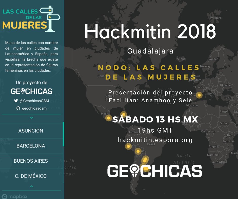 Anamhoo's tweet photo. Las Calles de las Mujeres en el #hackmitin2018 @GeochicasOSM @hackrancho @sursiendo @arenitasoria @tierra_comun https://t.co/j308whtmep