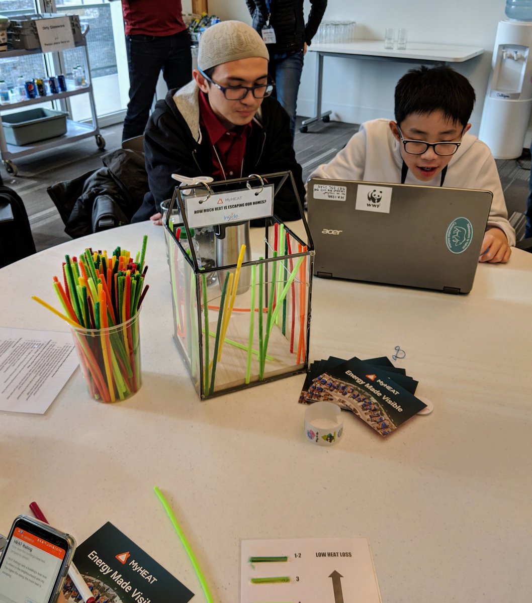 Katedotty's tweet photo. @insideeducation got creative with using @myheatinc today at our Calgary Climate Change Youth Summit C3 to show how much heat is escaping our "collective home". What colour is your home? https://t.co/GAXRMw6aYT