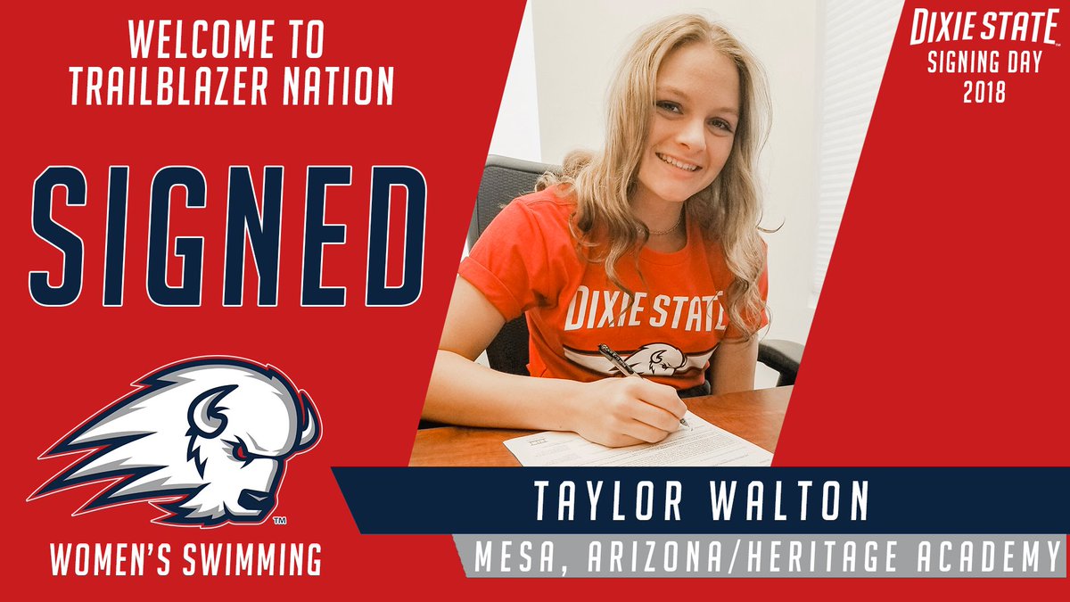UtahTech_Sports's tweet photo. WSWIM: Welcome Taylor Walton to the Dixie State Trailblazers Family! @DixieStateSwim #DixieBlazers #DixieNSD2018 #RMACswim https://t.co/uO2K5CBTMM