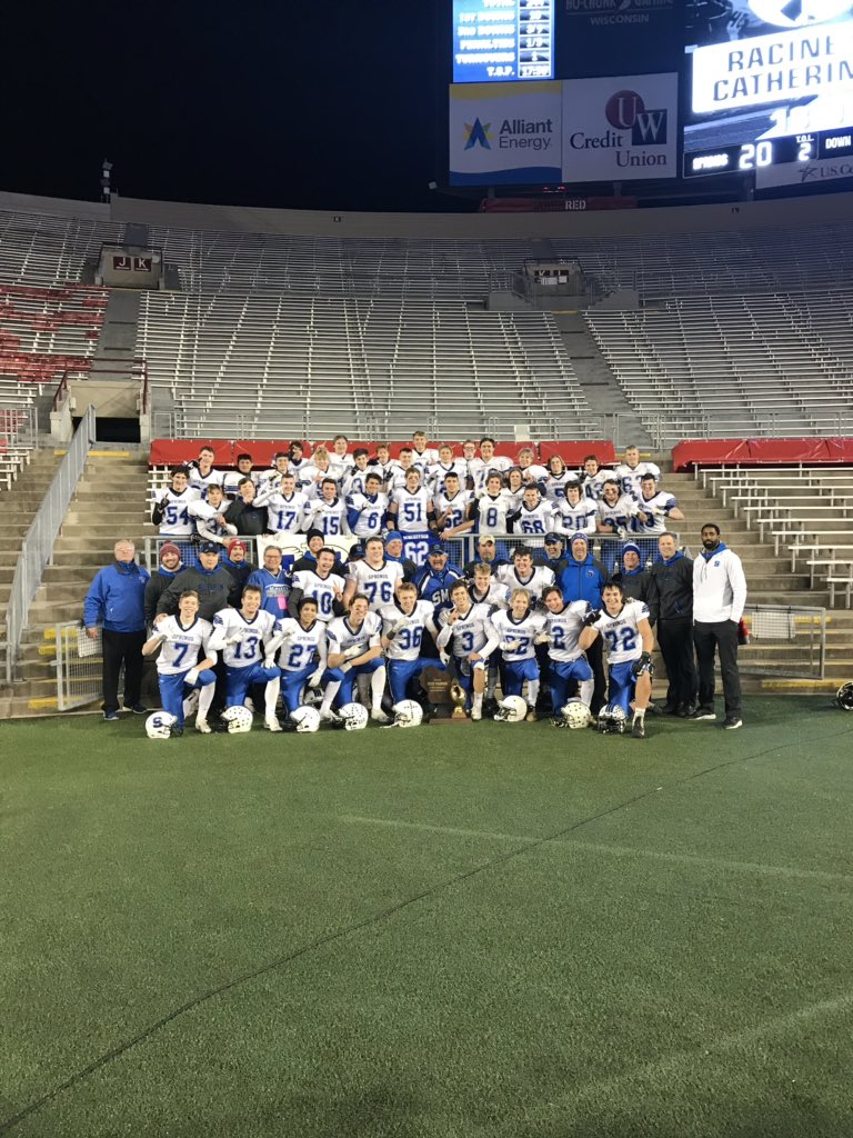 SMS wins their 16th overall title and 8th as a member of WIAA with a 20-17 win over Stratford in Division 5