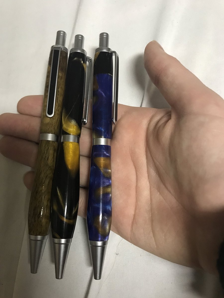 CGarageart's tweet image. Left to right: Walnut, Black and gold, and blue and gold 30+ shipping or 2 for 40