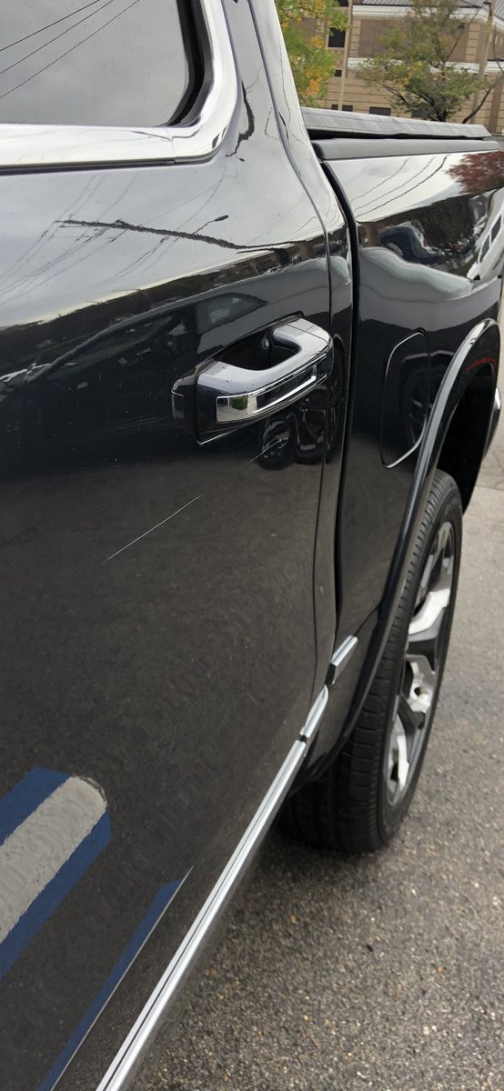 psmith0323's tweet photo. Unbelievable experience buying @RamTrucks 2019 1500 Limited. Nov 1 Truck damaged when pulling out of showroom. Nov 7 Go to pick up and new damage. Nov 15 Truck delivered and new damage &amp; sales manager hangs up on me @RamCares @BirminghamALUSA Stick with Ford? @FordTrucks https://t.co/cIZKTS8via