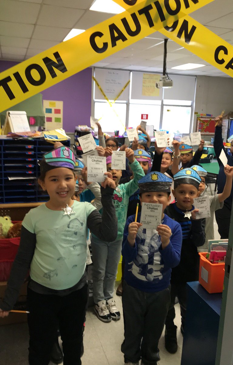 MsADettery's tweet photo. ‼️Shout Out‼️ to my friend and neighbor @missmannion for pulling off this classroom transformation with me!! Our Punctuation Police 👮🏻 did an excellent job today! #punctuationpolice #iteachfirst #minitransformation https://t.co/FulVuZ84aj