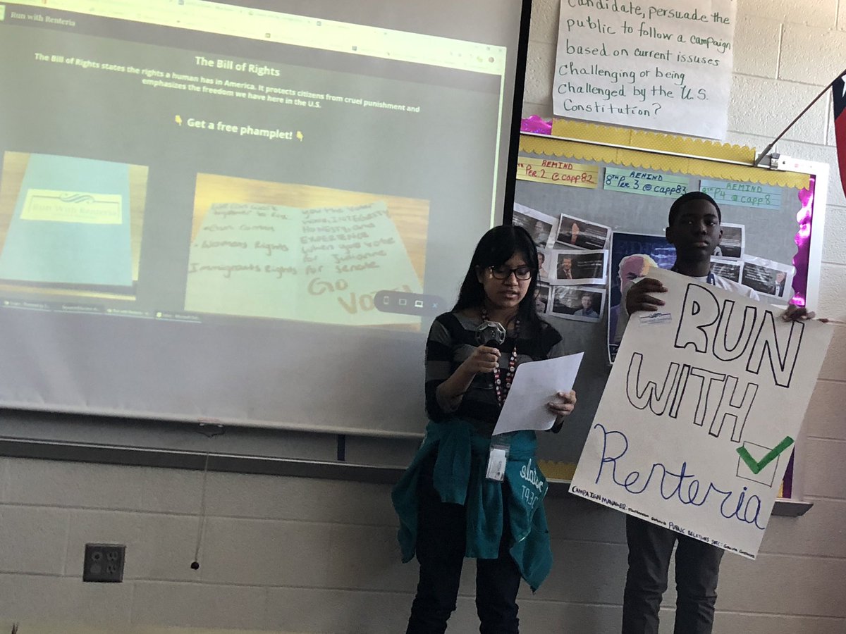 _annettemaxie's tweet photo. @HistorySTEM’s 8th graders were impressive today - they made connections between current issues, the BOR, and principals of government, all while acting as a candidate and presenting a platform.  Great job students and STEMtastic teacher Ms Capotorto #SheldonSTEM @BeckyZalesnik https://t.co/VioVOvEU6J