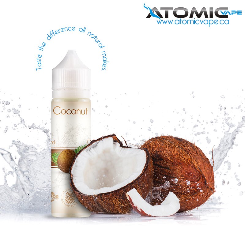 AtomicVapor_'s tweet photo. Visit our #Atomicvapor website for all your #Coconut needs! Only $15/60mL or $25/120mL  #atomicvape #premiumejuice #alldayvape #vape #vapereview #ejuice #ejuicereview #canada #tastethedifference #allnatural #vapecommunity https://t.co/HEoiYdPxWW