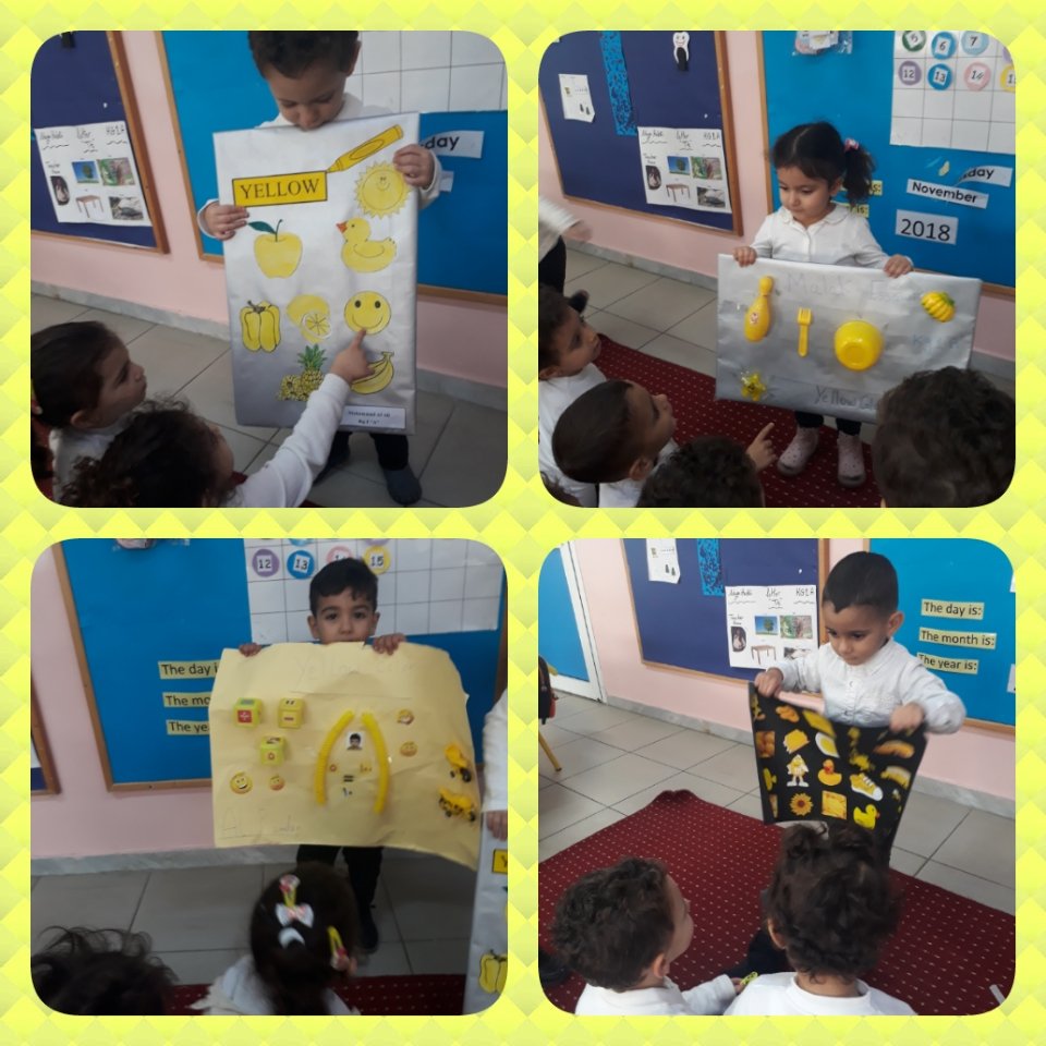 saadieh_r's tweet photo. KG1 super learners presented their projects next to their classmates #SelfConfidence #YellowColor #YellowItems @DawhaHighSchool @FThaalby @reem_chams https://t.co/So36ZVQG4J