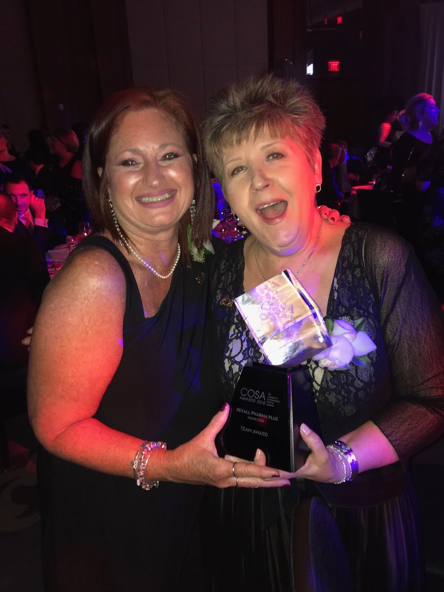 princessharon's tweet photo. Accepting our Team Award tonight for Outstanding Team Award at COSA 2018 #COSAawards #Rexall https://t.co/dRYLND2yrY