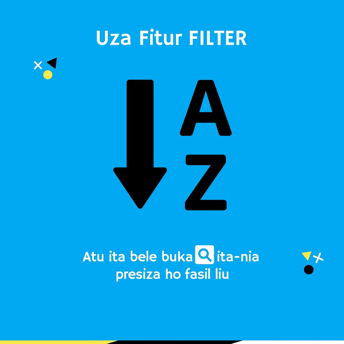 C2CTimlex's tweet photo. Konfuzaun atu buka sasán espesífiku iha TIMLEX?
Uza fitur #filter deit, fitur ida-neʼe bele ajuda ita hodi buka buat nebe mak ita presiza sai fasil liu. https://t.co/RQy27fvdZM