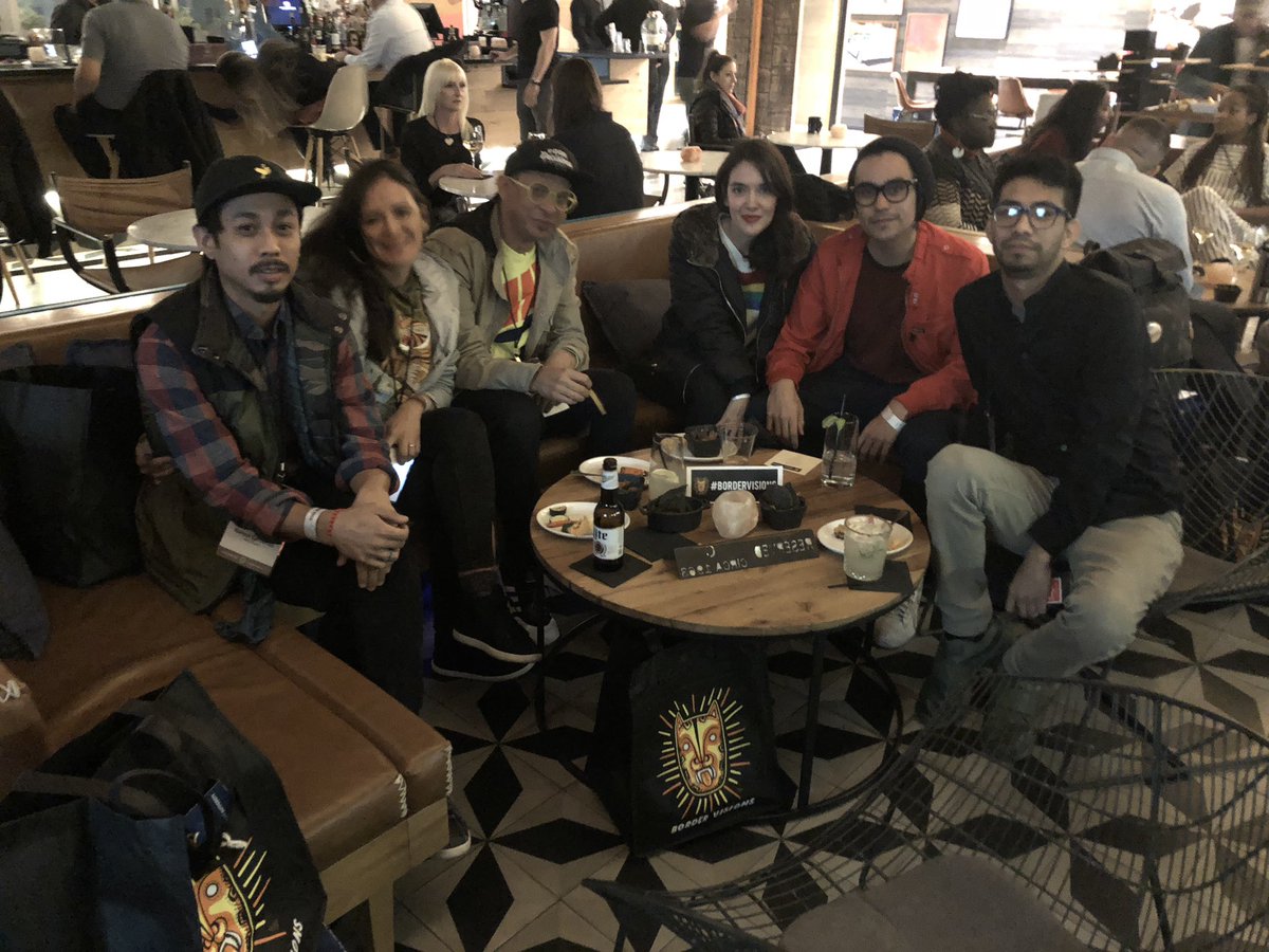 CultureStrike's tweet photo. So honored to have artists from both sides of the border at #BorderVisions! Lxs Dos, @CJellyfish, and @josue_raw_mirez repping Tejas and Chihuahua. https://t.co/UgFXfsaoYf