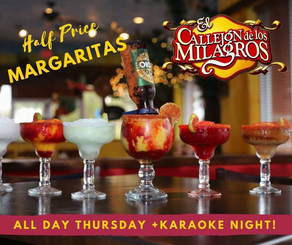 Elcallejondelosmilagros On Twitter Enjoy A Fun Evening On The Town With Your Friends And Family At El Callejon De Los Milagros Half Price Margaritas Karaoke Tonight At Our Nolana Location 300