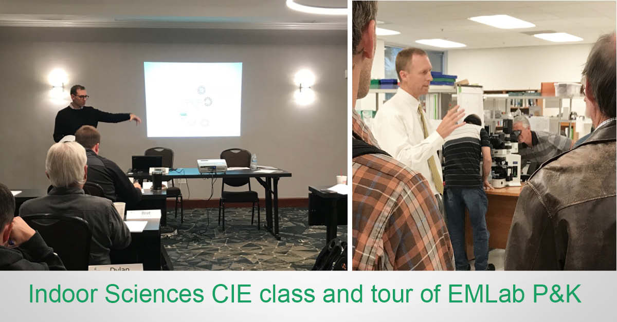 A big thank you to Ian Cull <a href="/IAQnerd/">Ian Cull</a> of Indoor Sciences Sciences and all of those taking the CIE class who attended the EMLab P&amp;K Laboratory tour. We hope you enjoyed seeing the laboratory from an analysts perspective! #fungi #asbestos #legionella