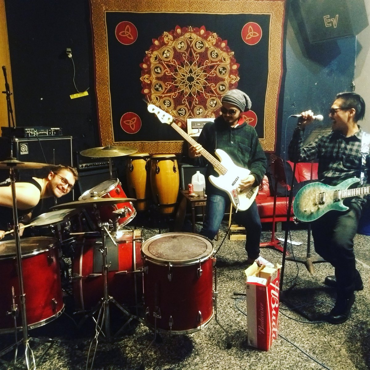 The boys in the studio, all wearing shades except Jake 

#BluesBrothers #PunkRock #WritingSongs #Block6 #CoolRug #NewShitToCome