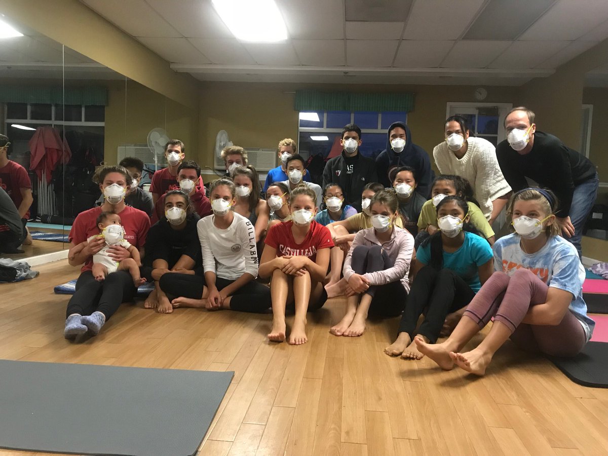 PASA_DKS's tweet photo. Still trying to make the best of tough situation. Yoga in air filtered room followed by sculling with filtered air masks. Trying anything we can to do what we love! #gopasa #PASAStong https://t.co/2MDgx7y9yI