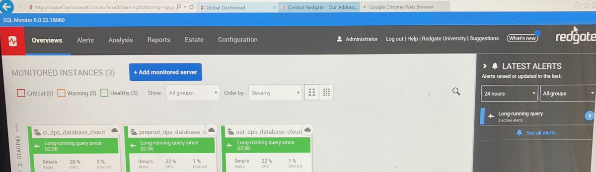 TheHybridDBA's tweet image. Thought I'd give monitoring #Azure SQL database using .@redgate #SQLMonitor tool a go. Very easy to do and now adds another dimension that I can discuss with people who want to do the monitoring part of that #DevOps thing
Now to try and break stuff (best way to learn)