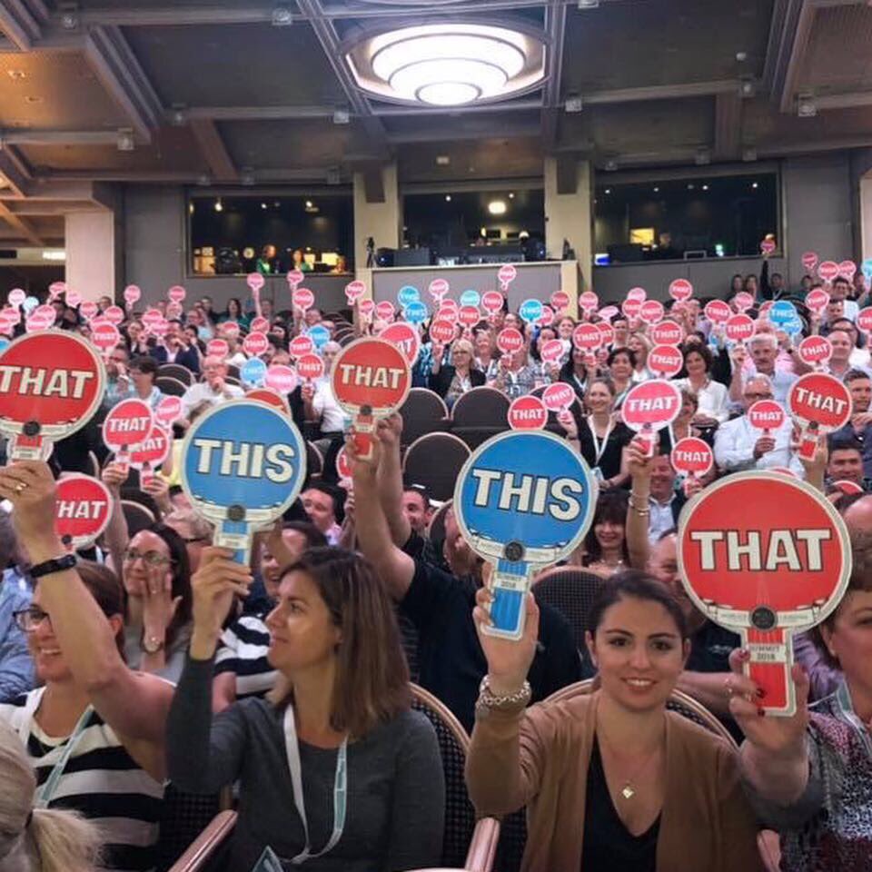 TraveltalkMag's tweet photo. #PrincessCruises’ Gordon Ho giving away tees that read, Keep Calm and call a #travelagent at #WLCLSummit @PrincessCruises @CarnivalCruise https://t.co/wwCsSQSEzS