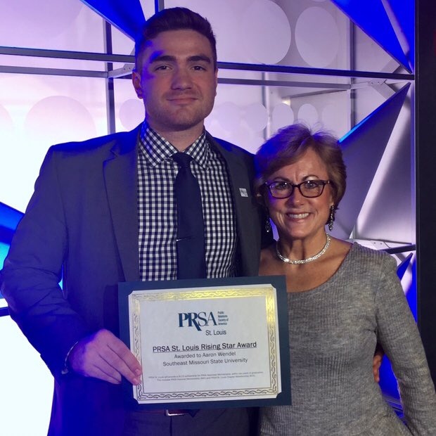 tressalynne's tweet photo. Congratulations to @PRSAStL’s PR Rising Star Award Recipient, @AaronWendel (@PRSSASE) pictured with past president (and proud #PRSSA adviser) @tressalynne! 😁
#PRSAImPRessions #PRSA https://t.co/tgNRVK27UV