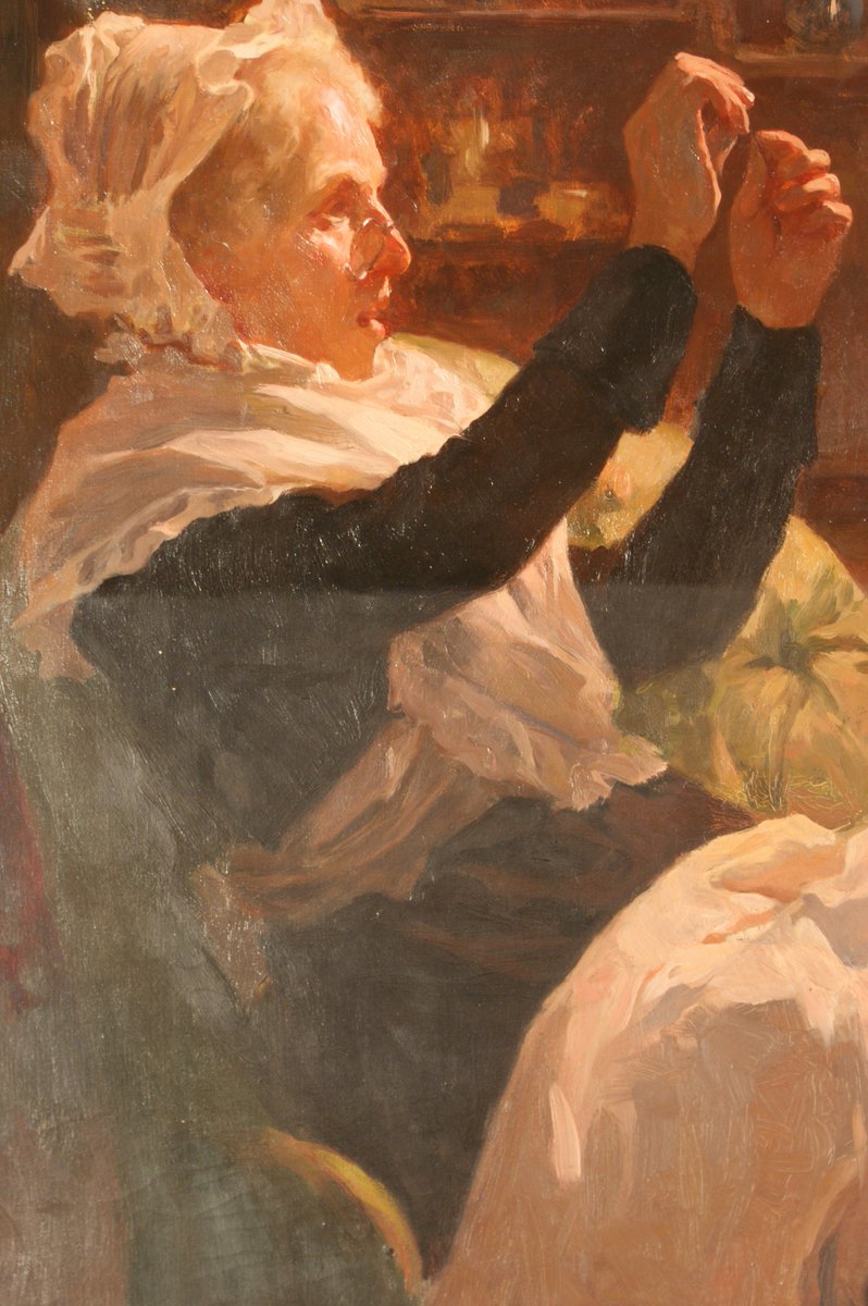 "La nonna" Fabio Cipolla, XX secolo, collezione Savoia
Particolare del tassello di pulitura
 #museum #painting #restauration #Tuscany #MiBAC #collection