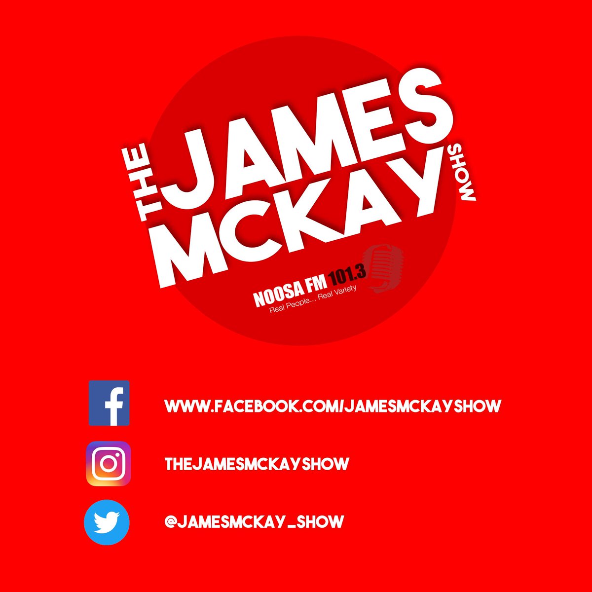 JamesMcKay_Show's tweet photo. The James McKay Show is now across the big three! Follow us here, on Instagram and Facebook! It’s about to get social around here!#thejamesmckayshow #jamesmckayshow #radio #localradio #radioshow #talkradio #sunshinecoast #noosa #noosafm #noosacommunityradio #comedy https://t.co/OrwsjdT9Y5