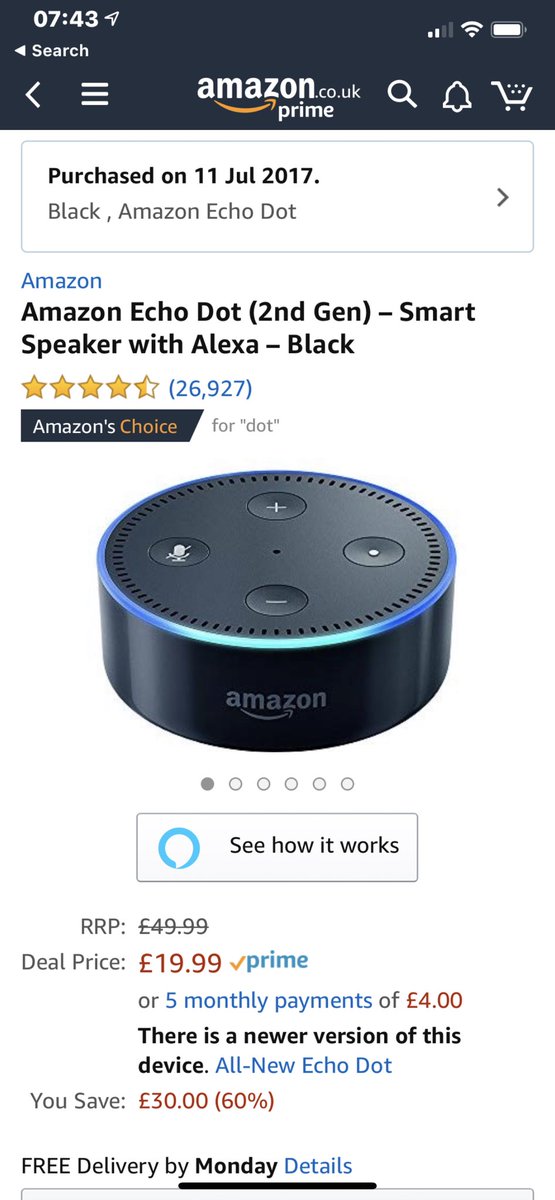 amazon echo dot 19.99